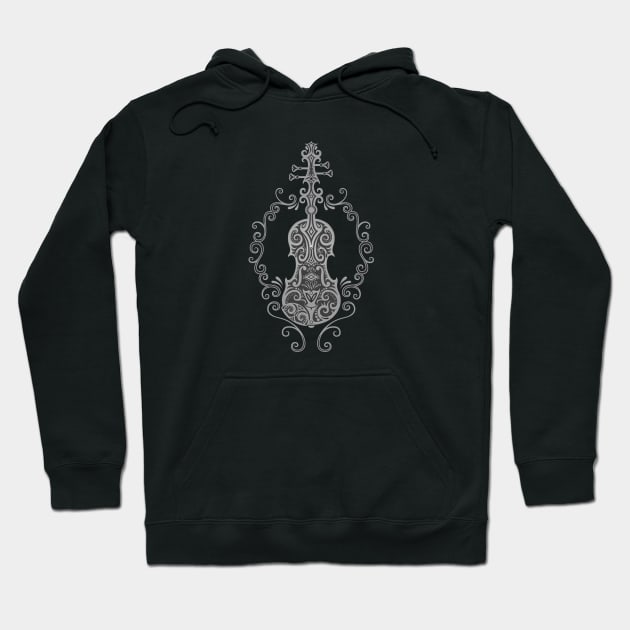 Intricate Dark Tribal Violin Design Hoodie by jeffbartels